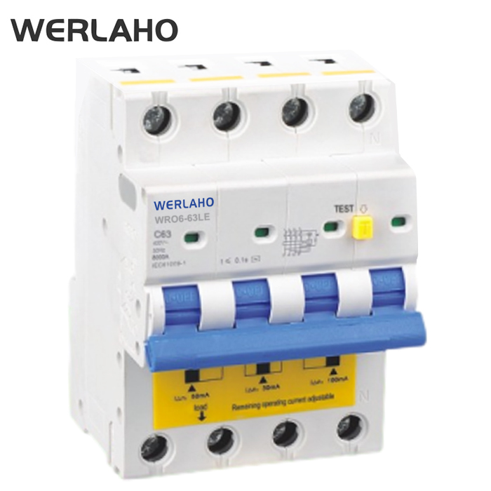 WR06-63LE Residual Current Circuit Breaker With Over Current Protection