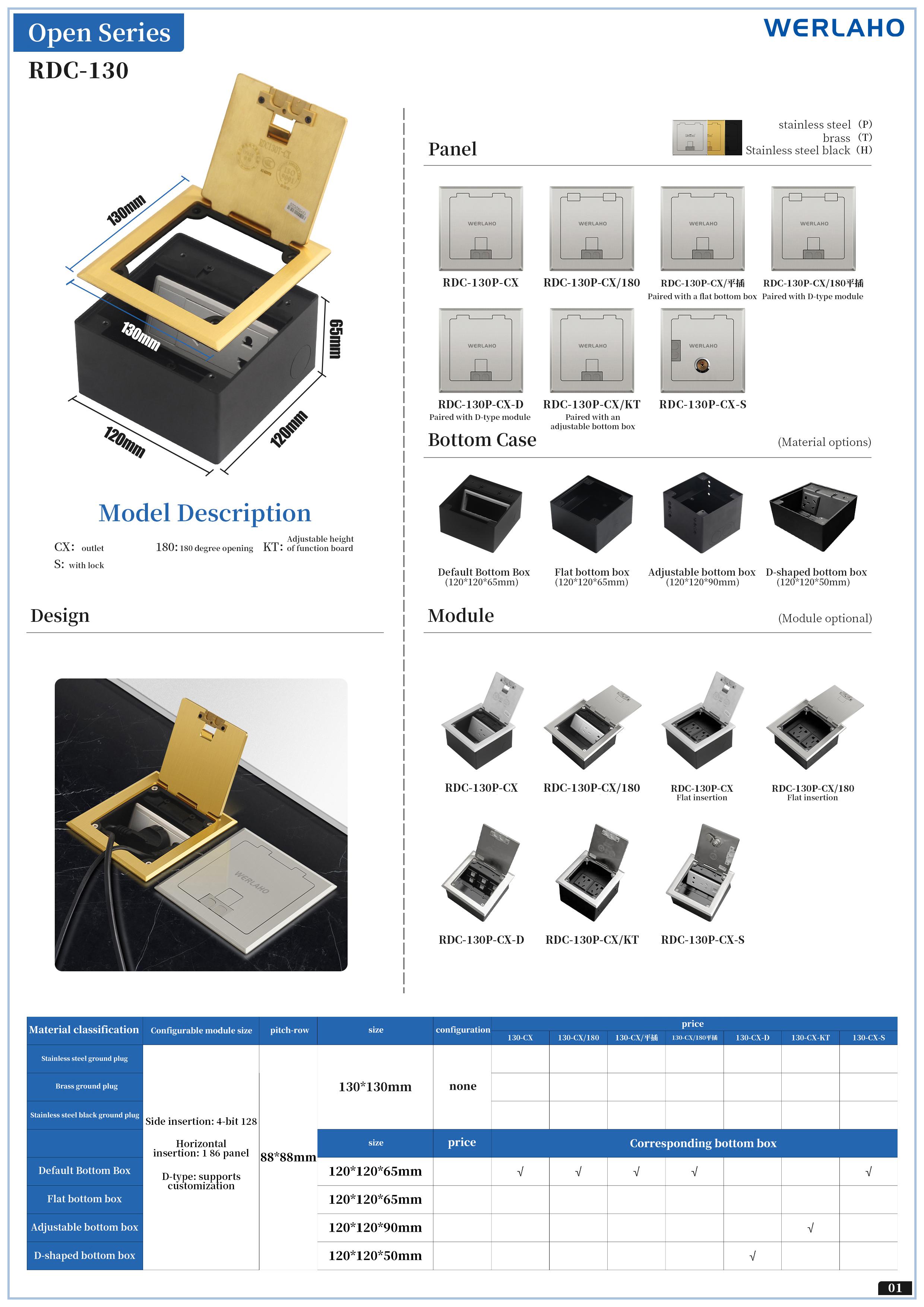 floor socket RDC-130 Open series